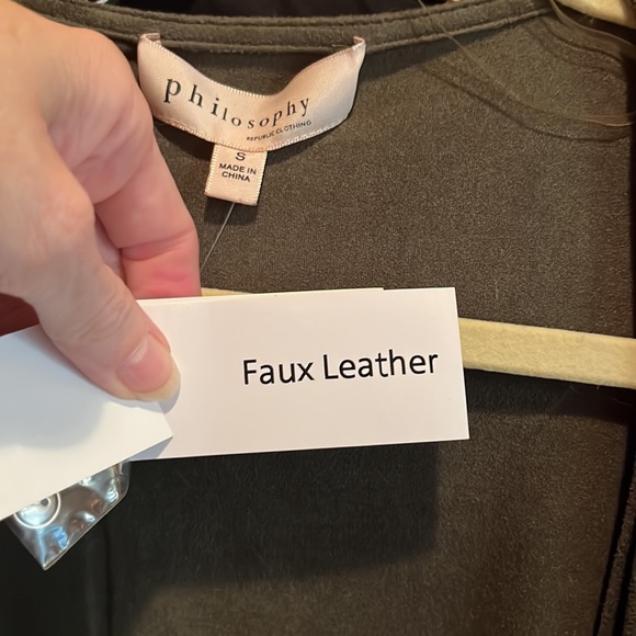 PHILOSOPHY FAUX LEATHER long cardigan NWT GORGEOUS Swarovski crystal cross - Picture 10 of 11